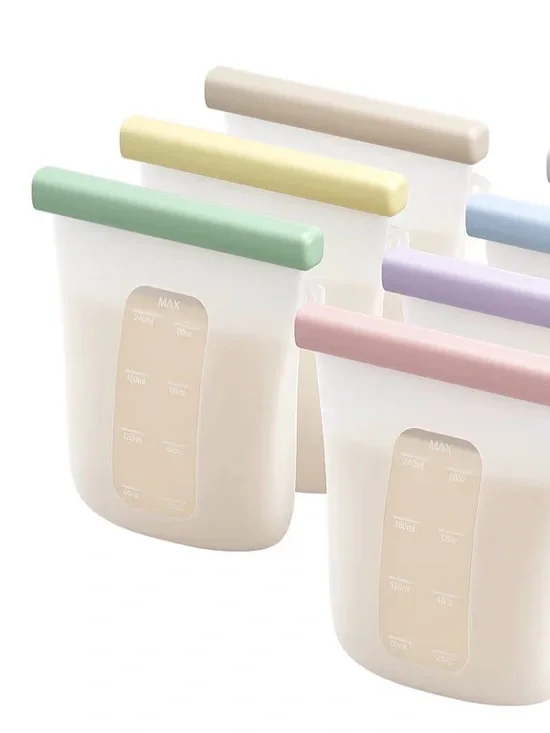 Nuliie 5-Pc Silicone Breastmilk Storage Bags — 8oz/240ml 🍼💗
