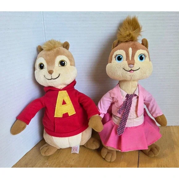Ty Lot of 2 Alvin and Brittany Plush Stuffed Animal Toy Chipmunks 2010  10 inch
