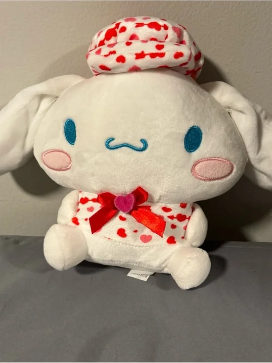 Sanrio White Bunny Plush with Red Heart Accents