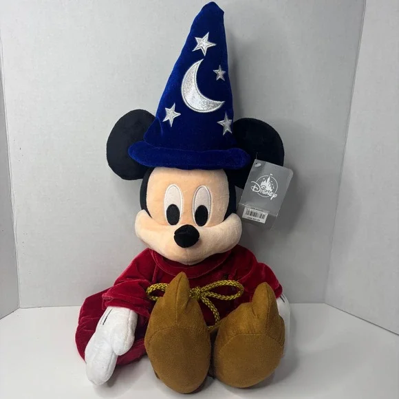Disney Store Sorcerer Mickey Mouse Fantasia Plush Wizard Hat Red Robe NWT