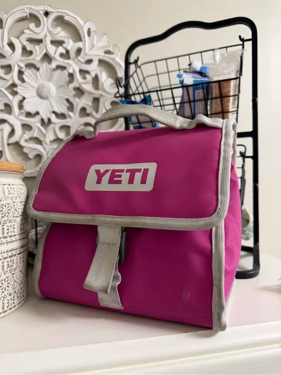 Yeti Pink Soft-Sided Lunch Cooler with Gray Trim