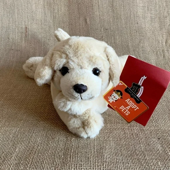 FAO SCHWARZ Stuffed Animal Adopt a Pet Dog Labrador Cream Color