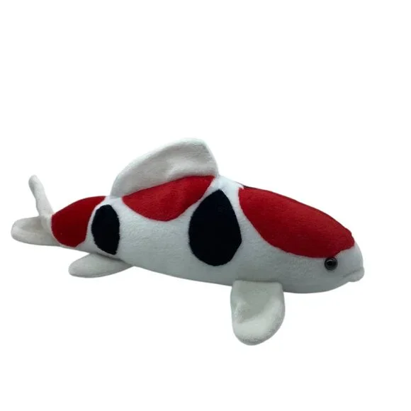 Koi Fish Plush Stuffed Toy 15” Red Black Spots Realistic‎ Nishikigoi Carp