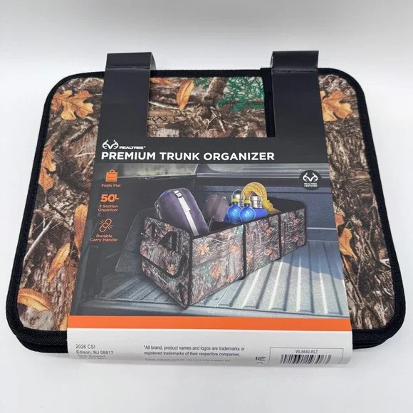 Realtree Trunk Organizer 50L Camo Premium 3-Section Folding Cargo Bag