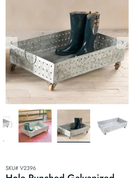 Galvanized Hole-Punched Rolling Storage Tray - Silver
