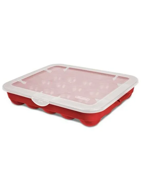 Sterilite Ornament Red Storage Case Holds 20 3.5