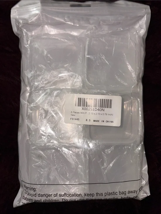 Clear Mini Plastic Containers Pack-6