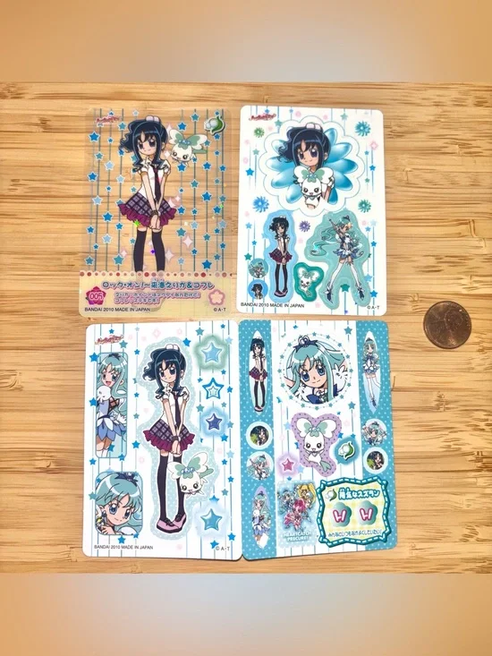 Rare 2010 heartcatch precure glitter card, glitter and non glitter sticker sheet