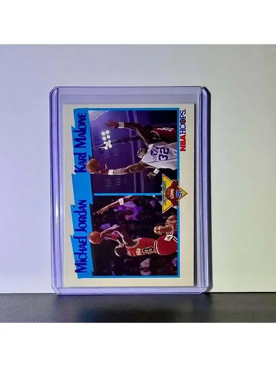 Michael Jordan Karl Malone 1991-92 NBA Hoops #306 Basketball Card Chicago Bulls