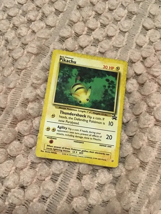 Pokemon Pikachu Trading Card - Yellow & Green Artwork