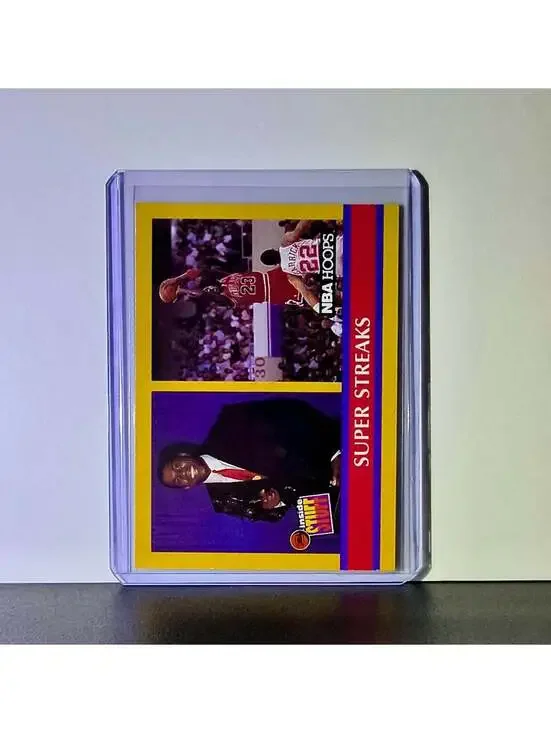 Michael Jordan Magic Johnson 1990-91 NBA Hoops Super Streaks #385 Card Bulls