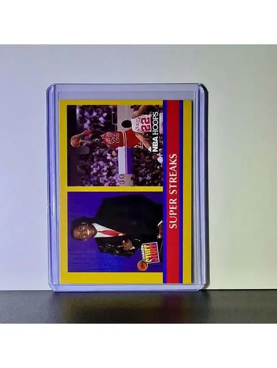 Michael Jordan Magic Johnson 1990-91 NBA Hoops Super Streaks #385 Card Bulls