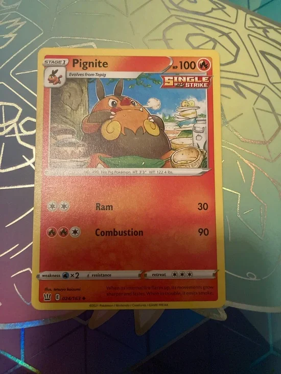 Pokemon Pignite Card - Red and Yellow Fire Stage 1 Trading Card