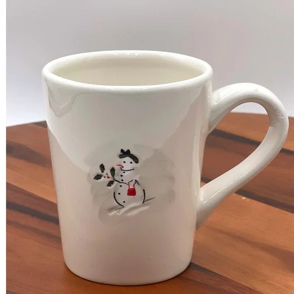 Williams Sonoma Snowman Mug White Ceramic Christmas Holiday Coffee‎ Tea Cup