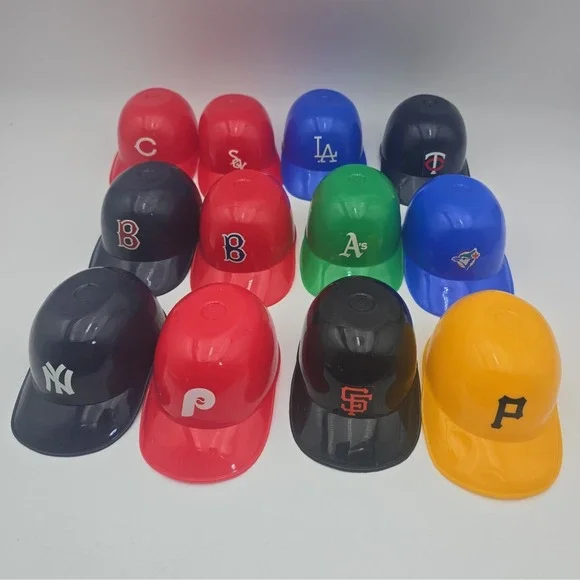 Vintage LEICH Mixed Lot Of 12 Plastic MLB Batting Helmets Souvenirs Collection