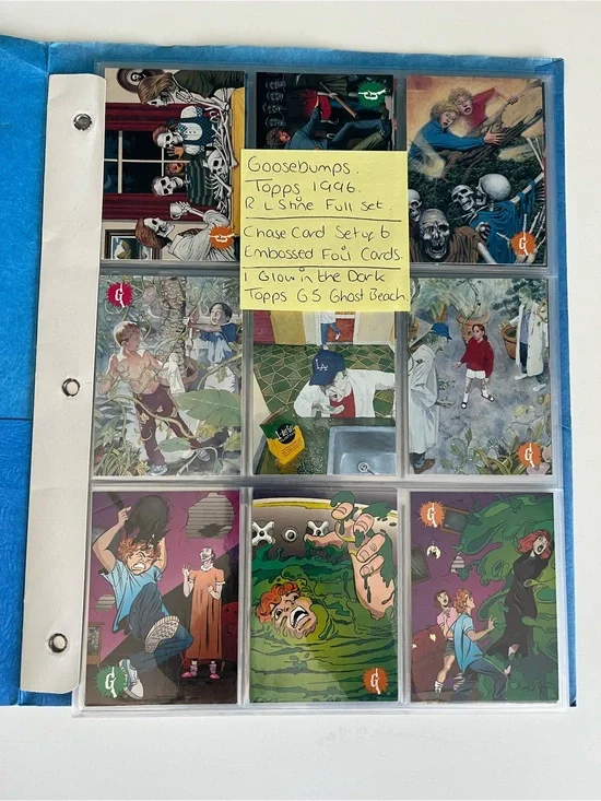 1996 Full Set Goosebumps Trading Cards. 6out6 Embossed Foil Cards & Glow in Dark