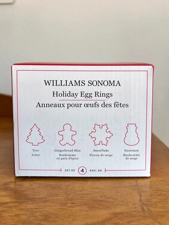 Williams Sonoma Holiday Egg Rings Set of 4‎ NIB Festive Breakfast Molds Cookware