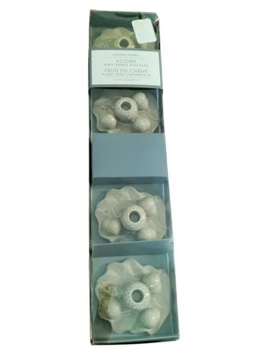 Williams Sonoma Acorn Tiny Taper Candle Holders Ceramic Fall Decor New