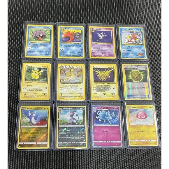 Vintage Pokemon Lot Dark Raichu Holo Zapdos Holo Haunter Pikachu Japanese - 12pc