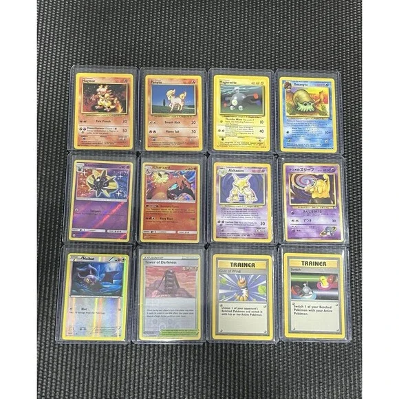 Vintage Pokemon Card Lot Alakazam Vintage Holo Charizard Holo Base Set WOTC 12pc