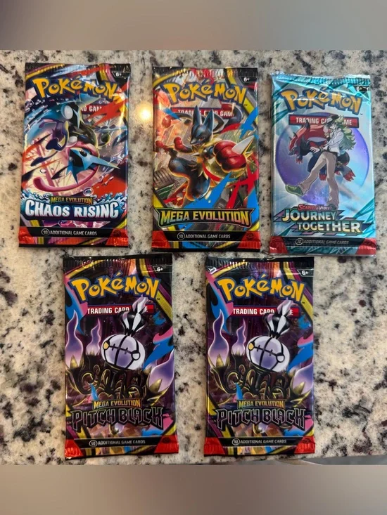 Pokemon Trading Card Booster Packs mega evolution pitch black chaos rising 5pack