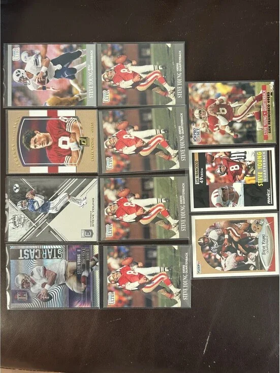 NFL HOF/ALL PRO 49ERS QB STEVE YOUNG PANINI & VINTAGE COLLECTION 22 CARD LOT NM
