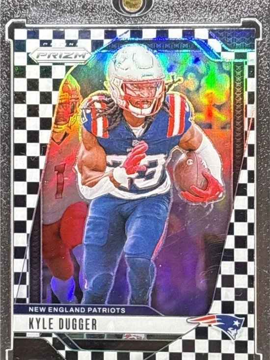 New England Patriots Checkerboard Prizm Football Trading Card - Kyle Dugger