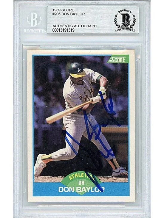 Don Baylor Oakland A's Signed 1989 Score Baseball Card Beckett Autographed
