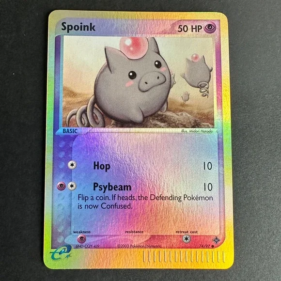 Pokemon TCG Spoink 74/97 EX Dragon Common Reverse Holo NM/LP