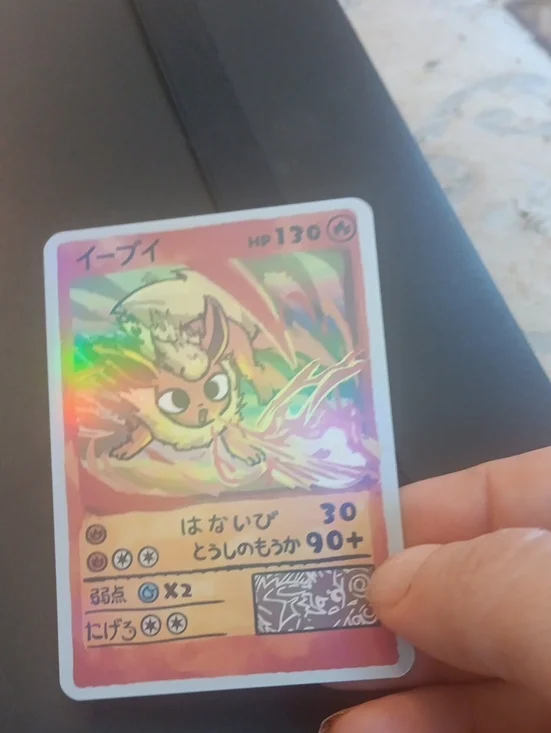 Pokemon Eevee Holographic Card - Pink, Yellow, Green