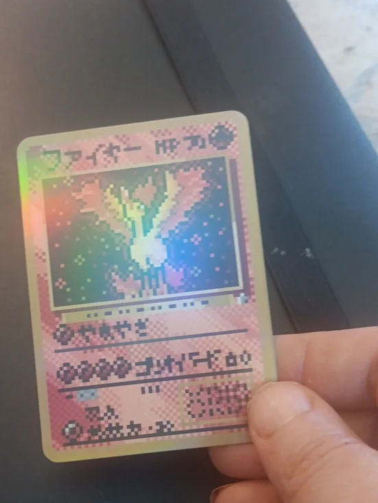 Pokemon Pink Holographic Trading Card - Pastel Pixel Art