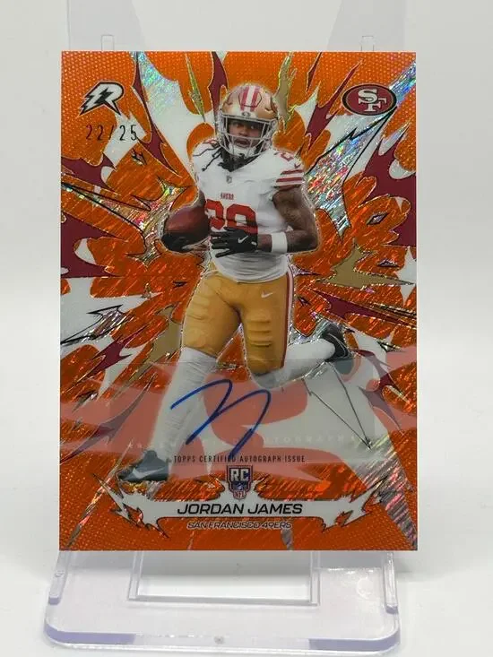 2025 Topps Resurgence Jordan James Rookie Orange Surge Auto 22/25 SP 49ers RC