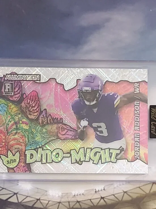 Jordan Addison 2023 Wild Card Alumination Dino Might RC 2/10 Silver Vikings