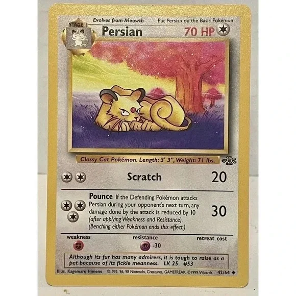Unlimited Jungle Persian‎ 42/64 Pokemon Card WOTC Vintage LP