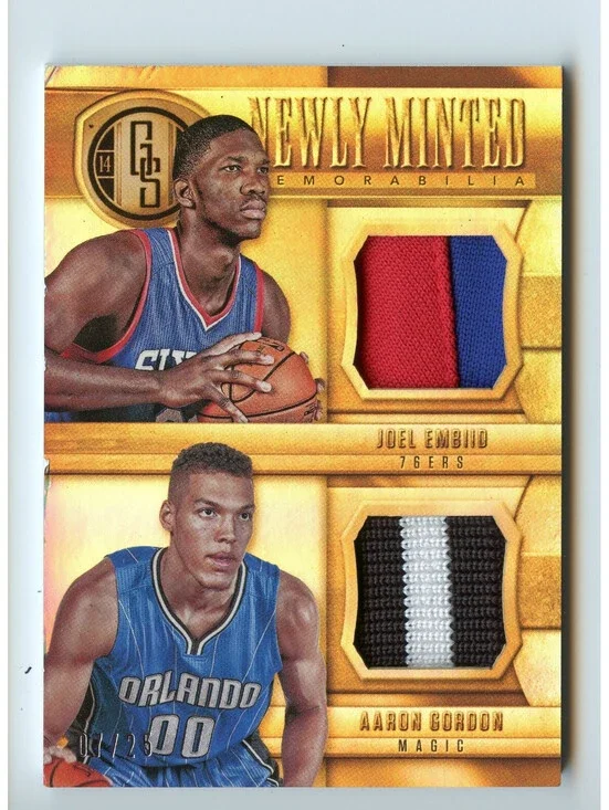 2014-15 Gold Standard Joel Embiid Aaron Gordon RC Dual Patch Relic /25 EX READ