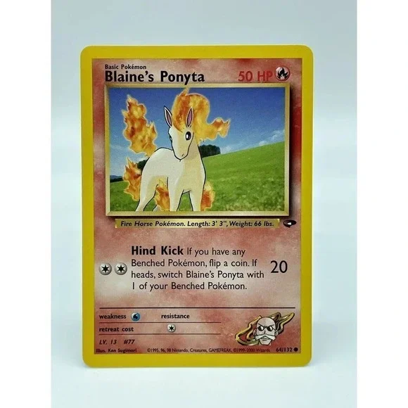 Blaines Ponyta 64/132 Gym Challenge Non Holo Vintage 2000 WOTC‎ Pokemon Card NM