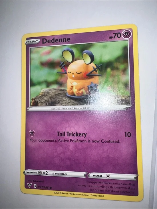 Pokemon Dedenne Card - Purple and Yellow