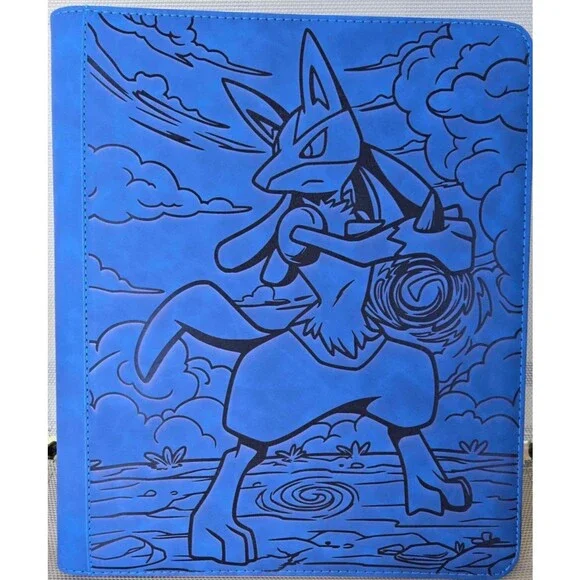Pokemon Lucario 9 Pocket Engraved BLUE  Top Loader Binder 252 Cards New