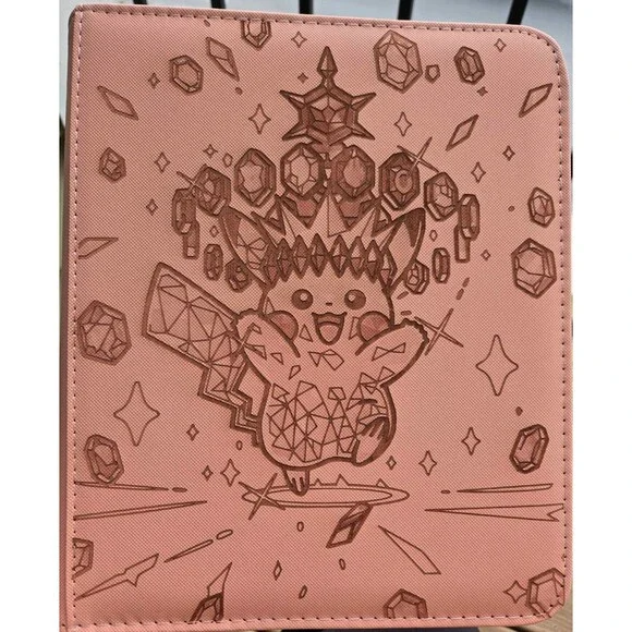 Pokemon Pikachu 4 Pocket Engraved PINK  Top Loader Binder 112 Cards New B