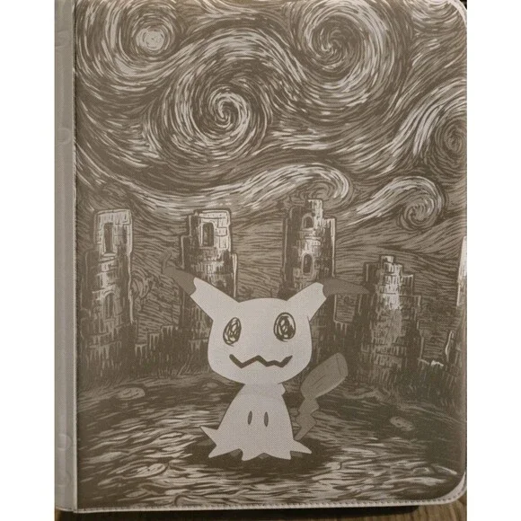 Pokemon Mimikyu Laser Engraved White  Top Loader Binder 360 Cards Ready to Ship