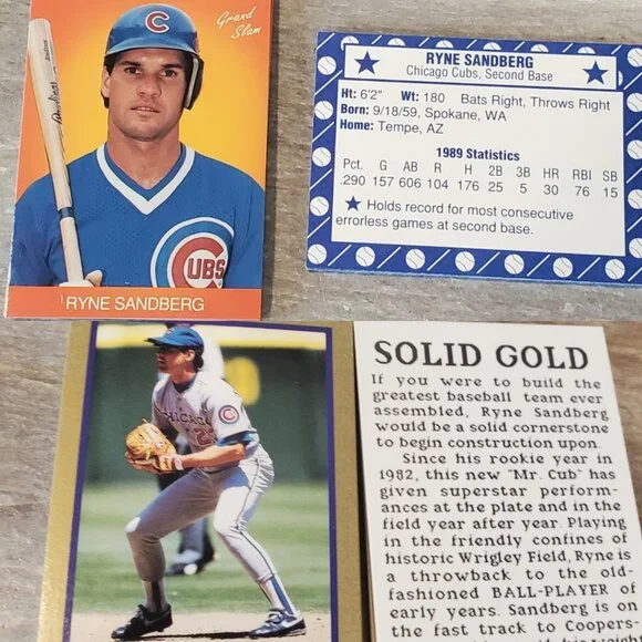 Chicago Cubs Ryne Sanberg Lot Of 65 Baseball Cards‎ 1989 Solid Gold Grand Slam
