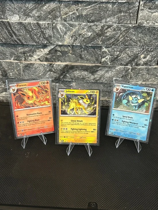 Pokemon Eeveelutions Black Star Promo Cosmos Holo Set-Flareon Jolteon Vaporeon‎