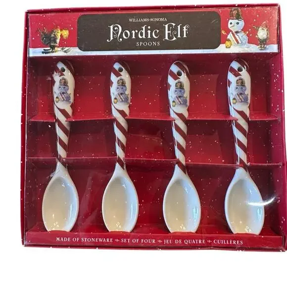 Williams Sonoma Nordic Elf Ceramic Spoon Set NIB