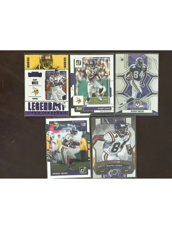 NFL HOF WR RANDY MOSS COLLECTION PANINI/TOPPS NM 5 CARD LOT NM