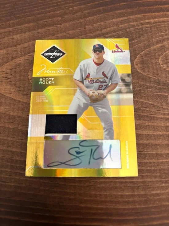 2005 Donruss Leaf Scott Rolan Autographed Game Used Jersey 22/50 GOLD MLB