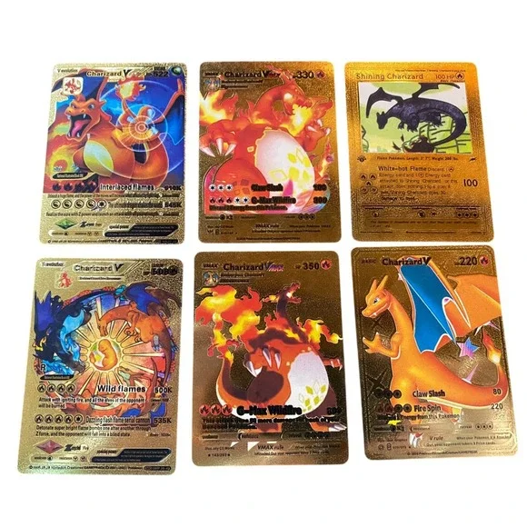 Fan Art Lot of 6 Pokemon Gold Charizard VMAX V Shining V Card‎