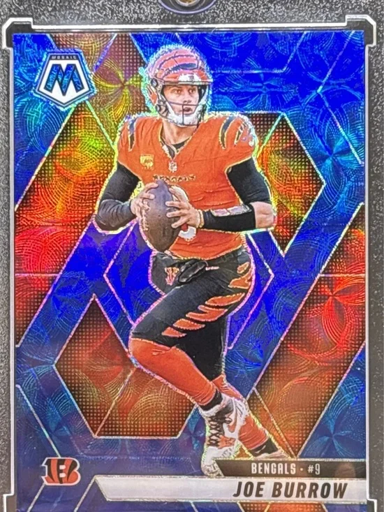 Panini Joe Burrow Football Trading Card - Blue Holo Mosaic
