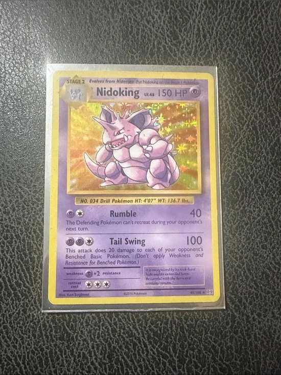 Nidoking Holographic Trading Card - Purple