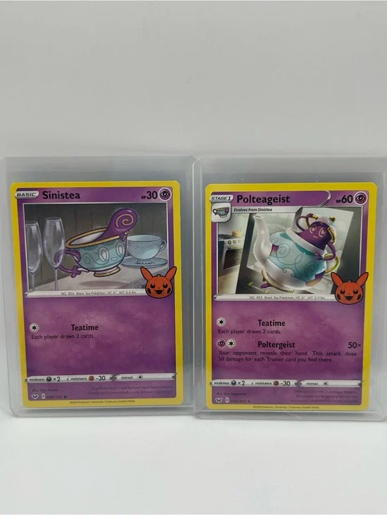 Sinistea > Polteageist Pokémon 🎃 Trick or Trade cards
