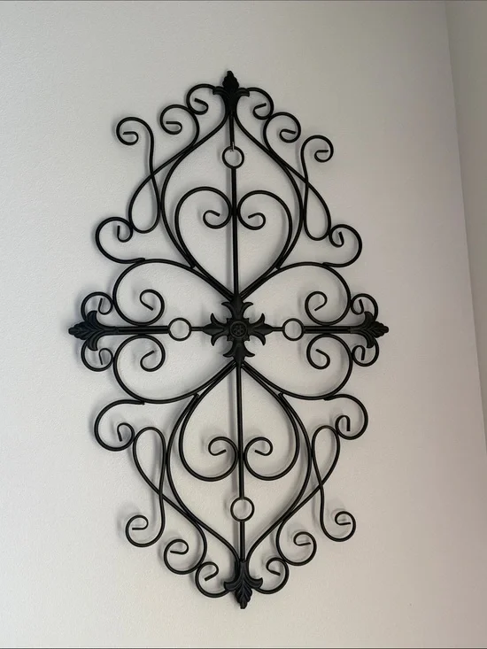 Decorative Black Metal Wall Scroll Accent - Elegant Home Wall Decor